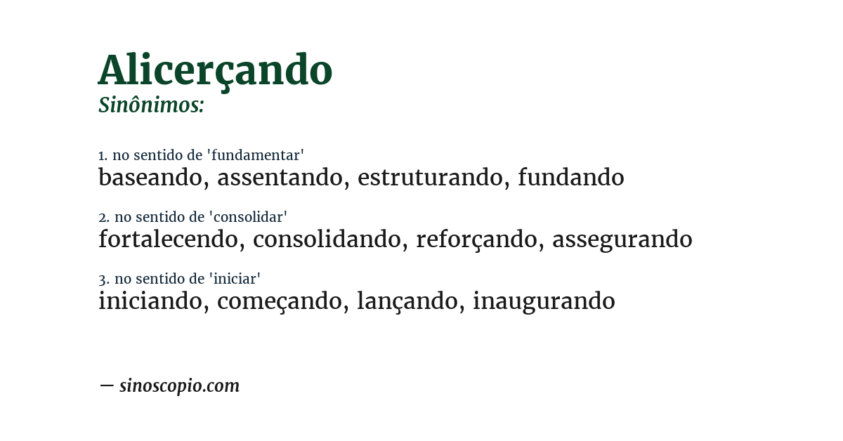 Sinônimo de alicerçando