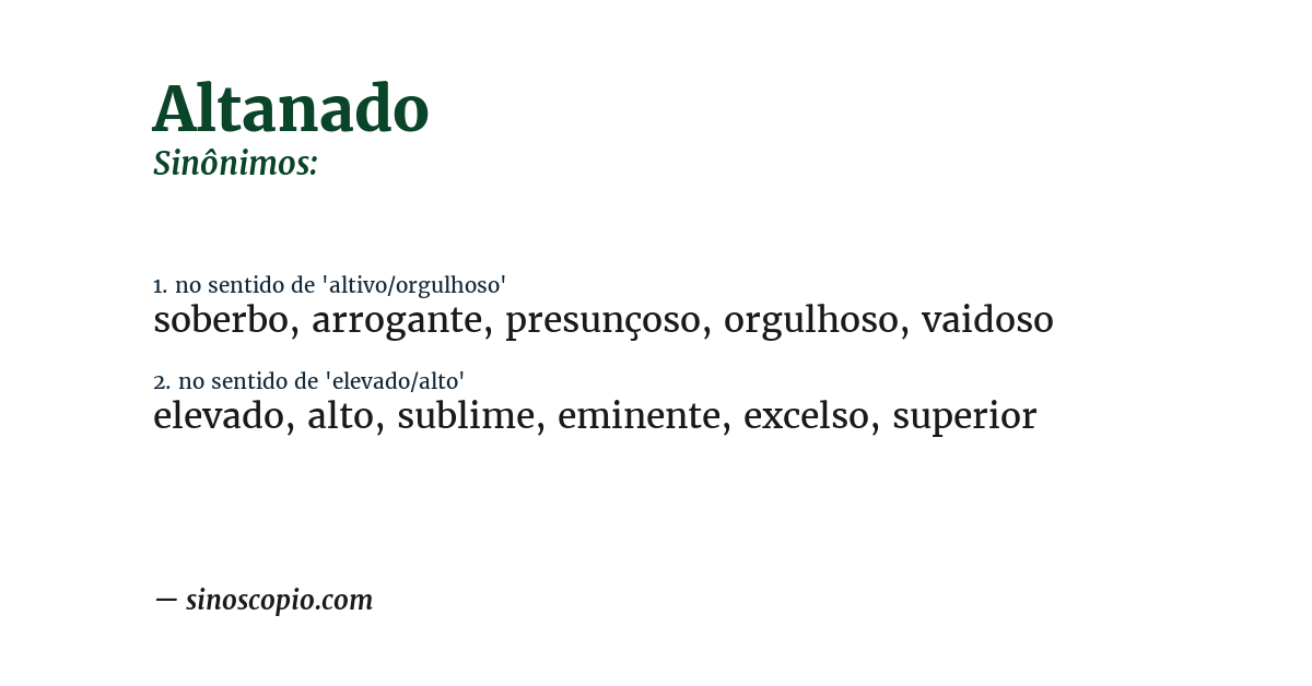 Sinônimo de altanado