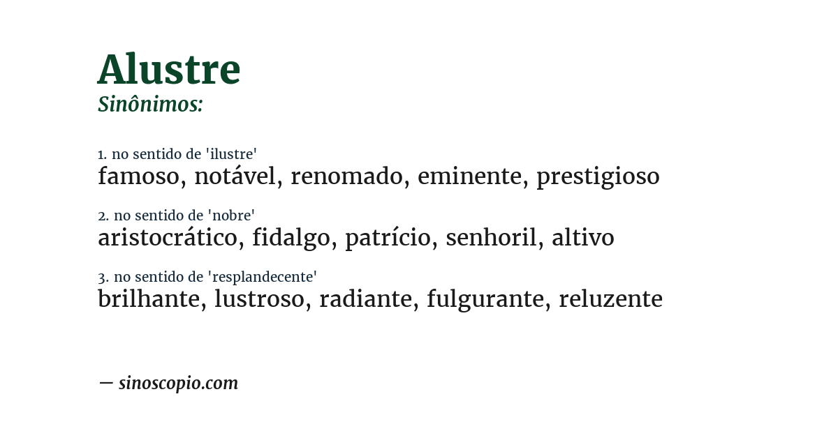 Sinônimo de alustre
