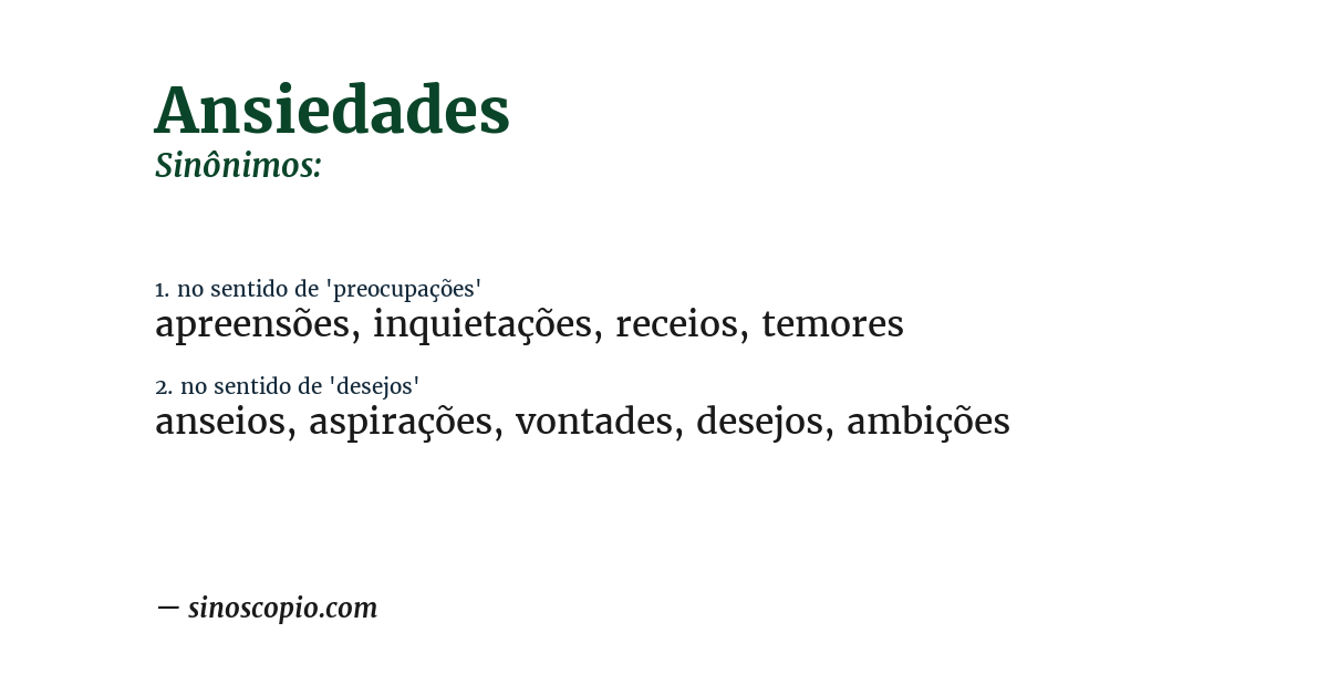 Sinônimo de ansiedades