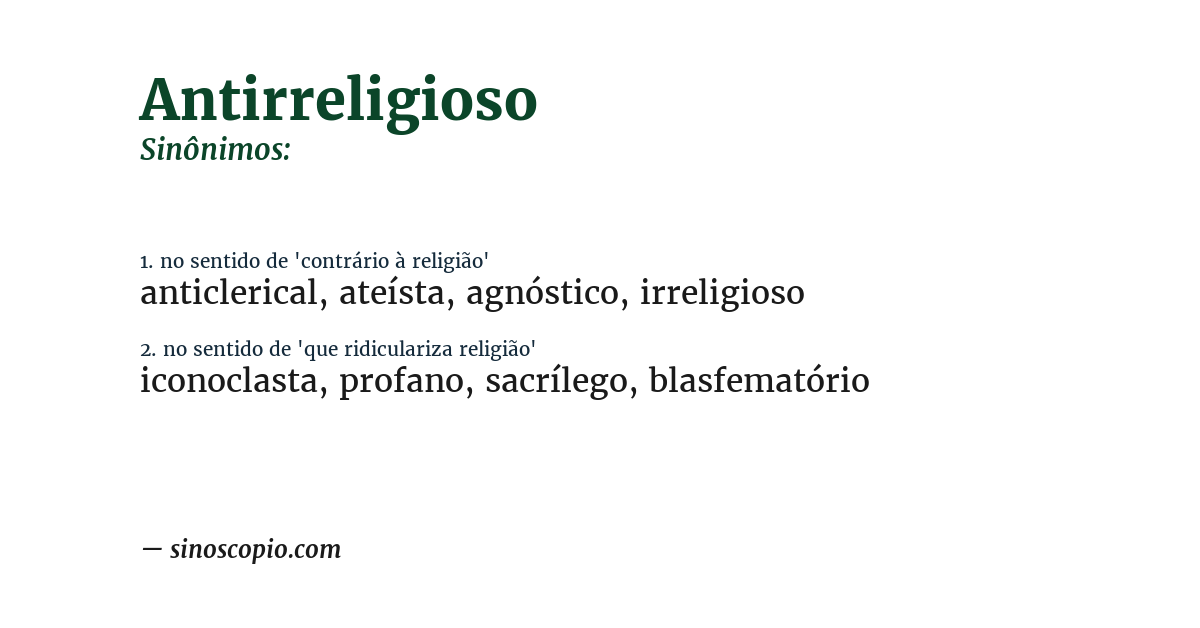 Sinônimo de antirreligioso