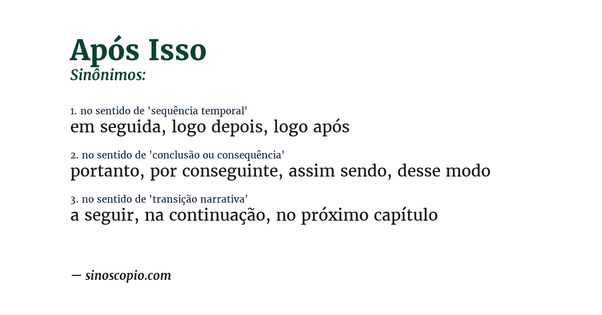 Sinônimo de após isso