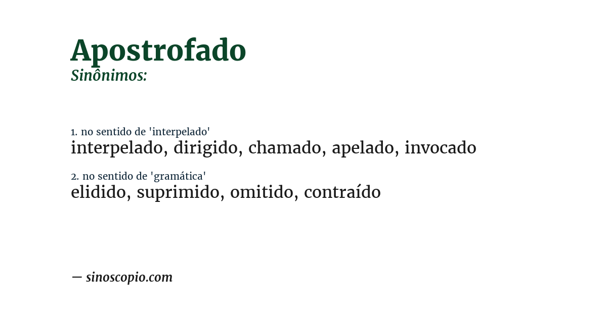 Sinônimo de apostrofado