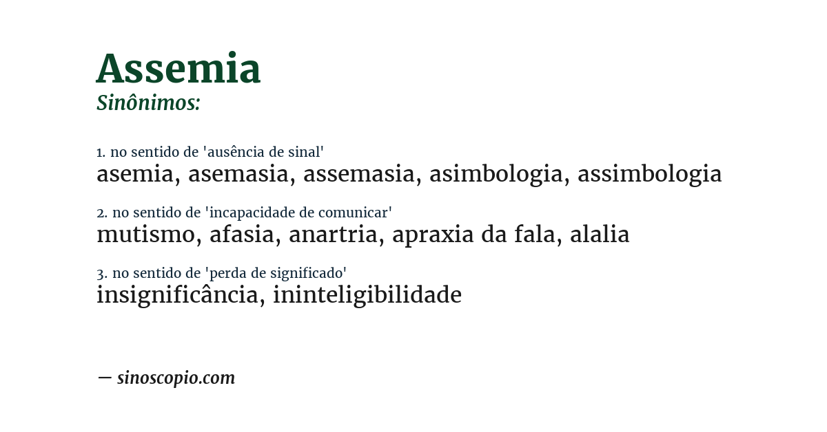 Sinônimo de assemia