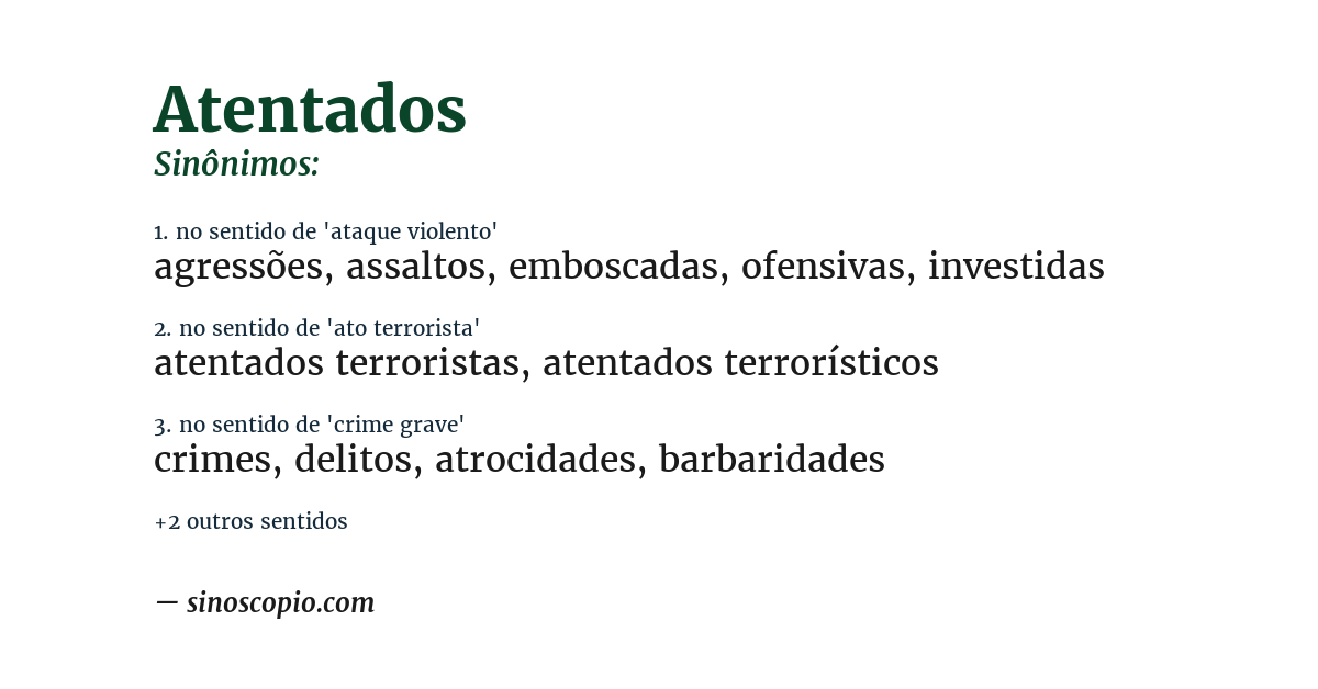 Sinônimo de atentados