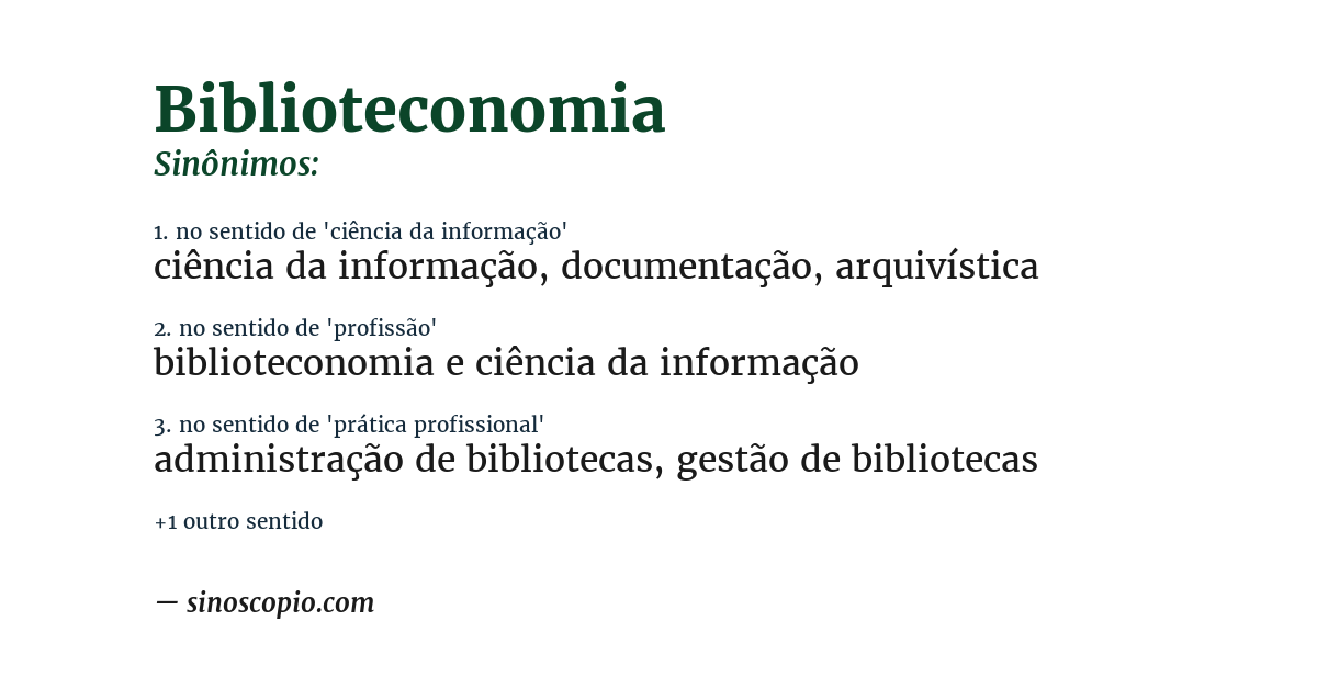 Sinônimo de biblioteconomia