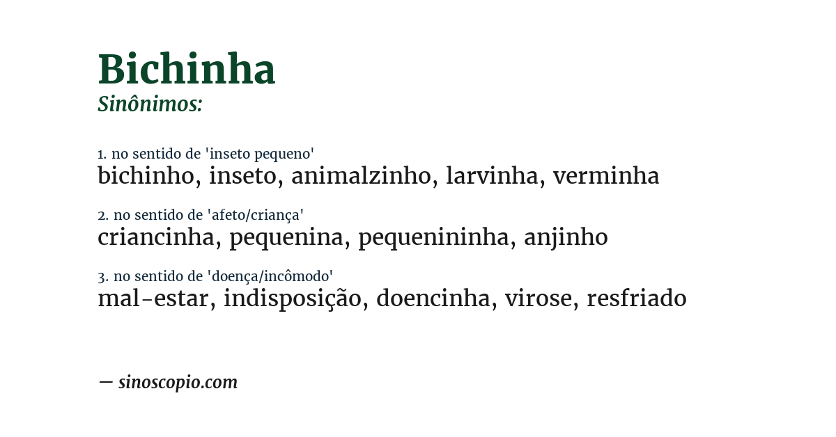 Sinônimo de bichinha