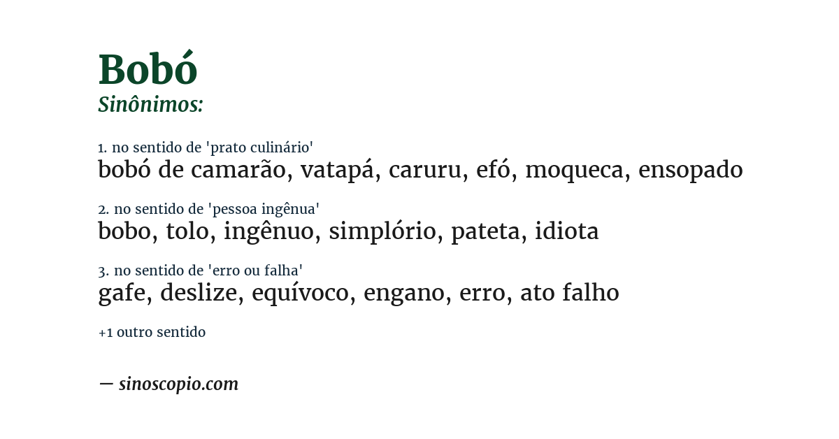 Sinônimo de bobó