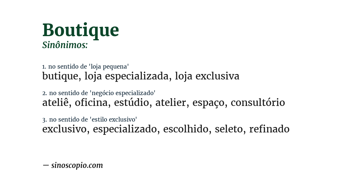 Sinônimo de boutique