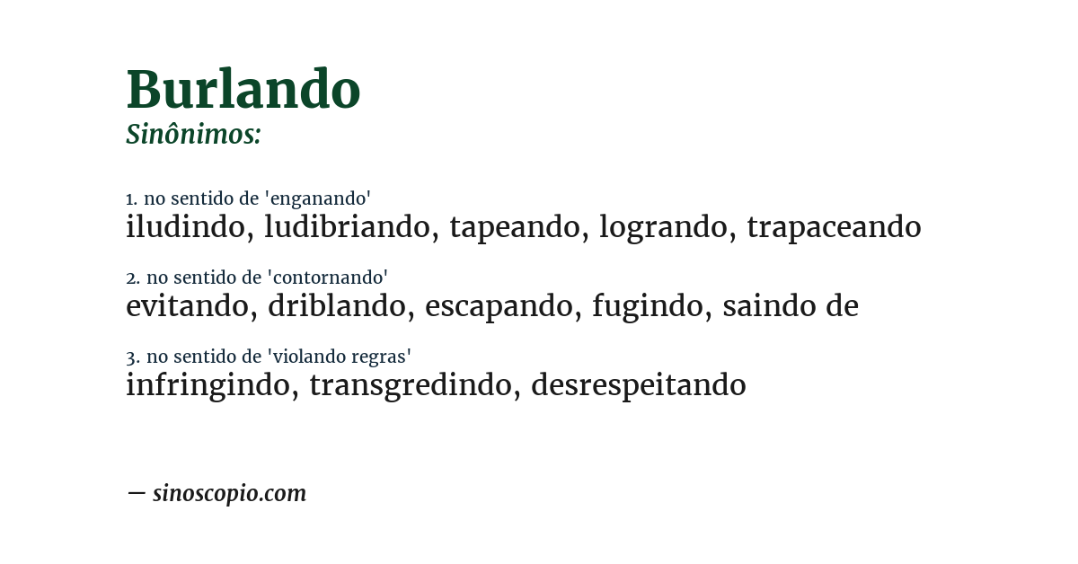 Sinônimo de burlando