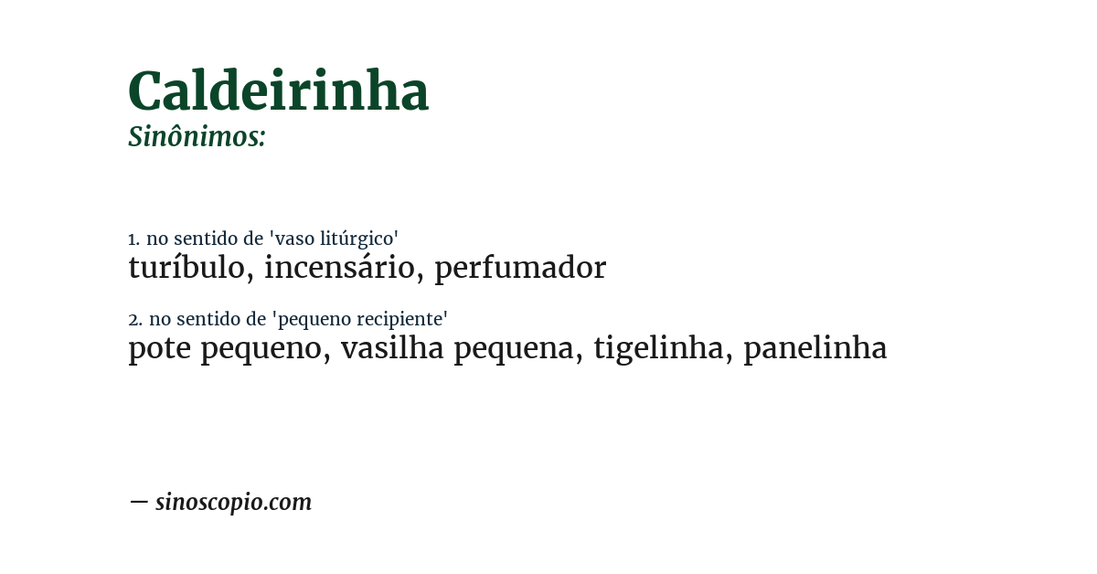 Sinônimo de caldeirinha