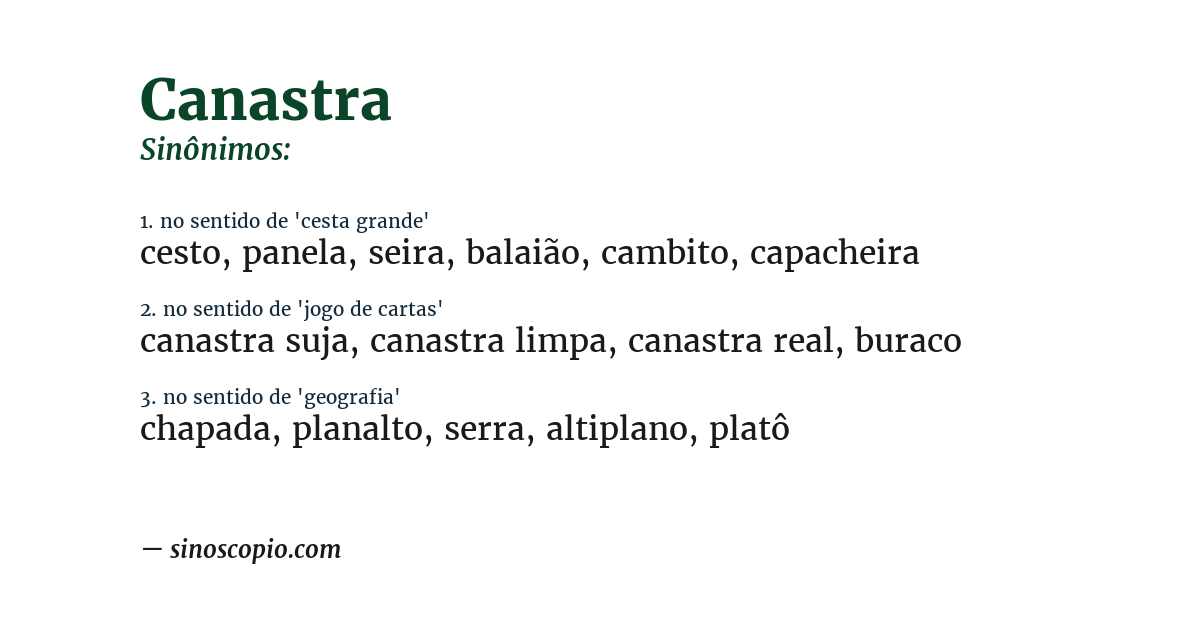 Sinônimo de canastra