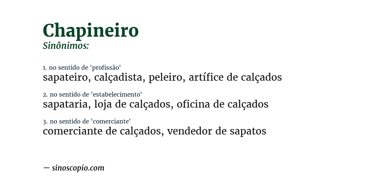 Sinônimo de chapineiro