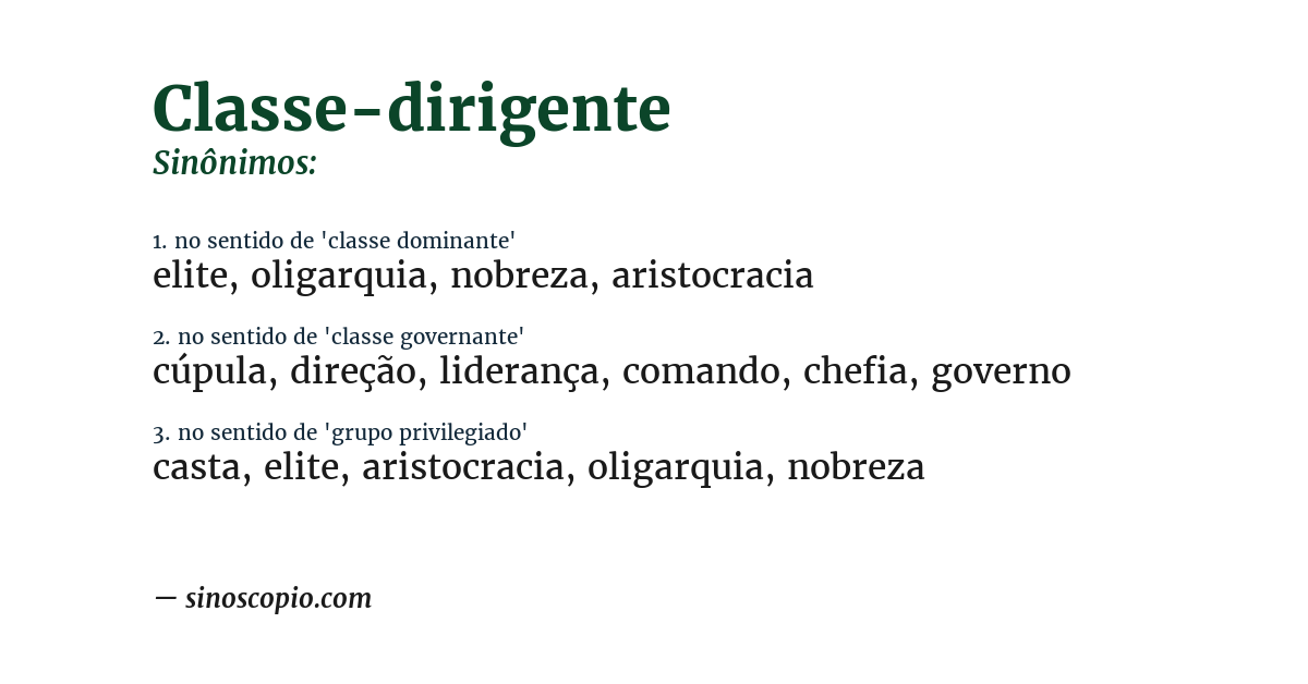 Sinônimo de classe-dirigente