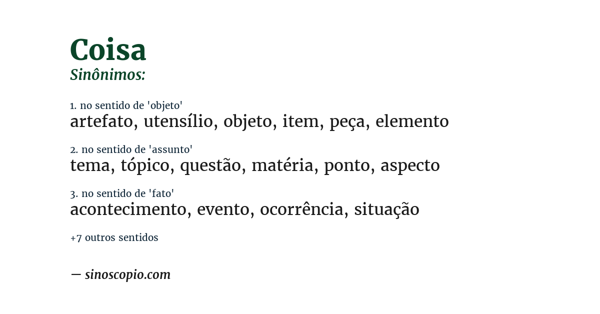 Sinônimo de coisa