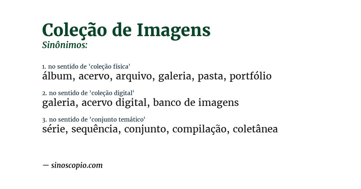 Sinônimo de coleção de imagens