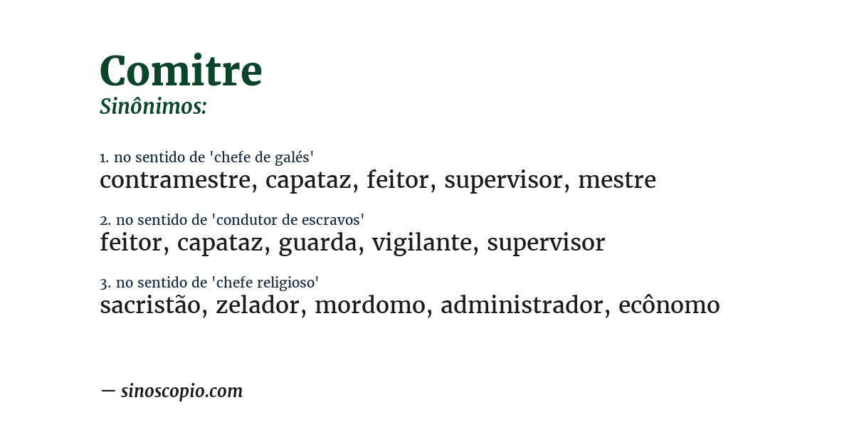 Sinônimo de comitre