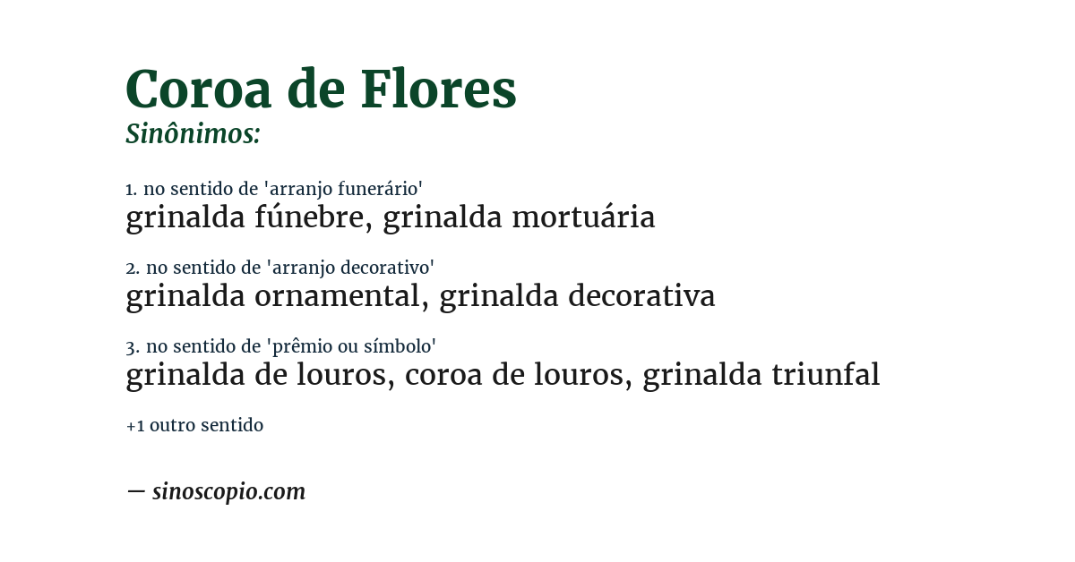 Sinônimo de coroa de flores