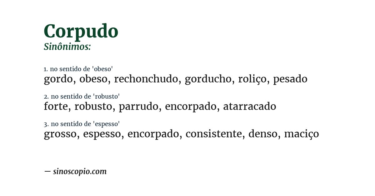 Sinônimo de corpudo
