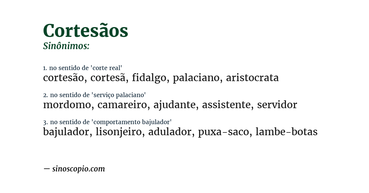 Sinônimo de cortesãos