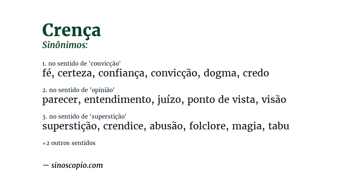 Sinônimo de crença