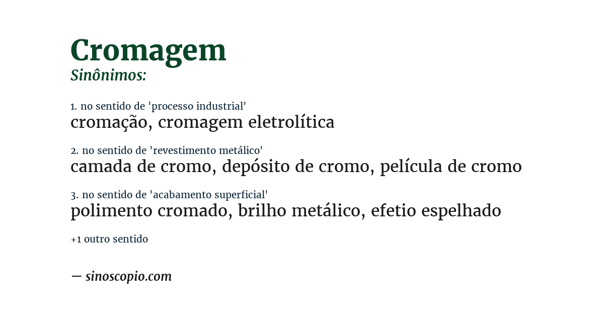 Sinônimo de cromagem