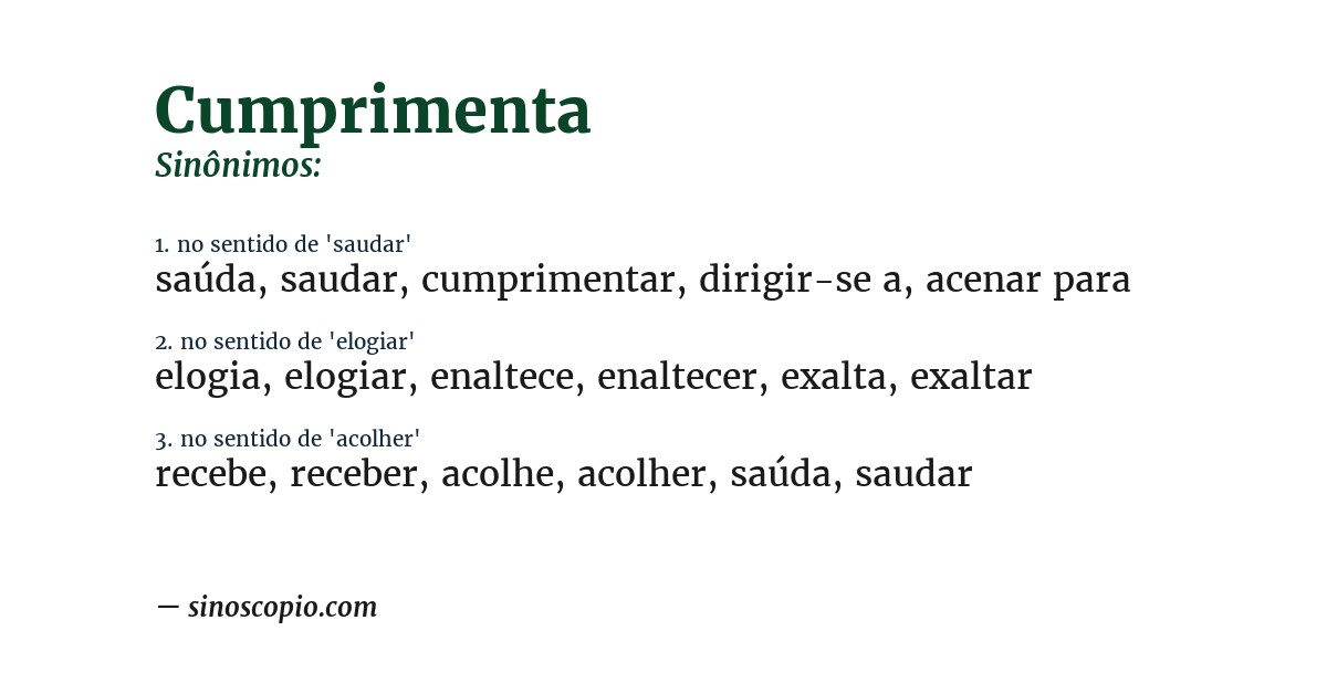 Sinônimo de cumprimenta