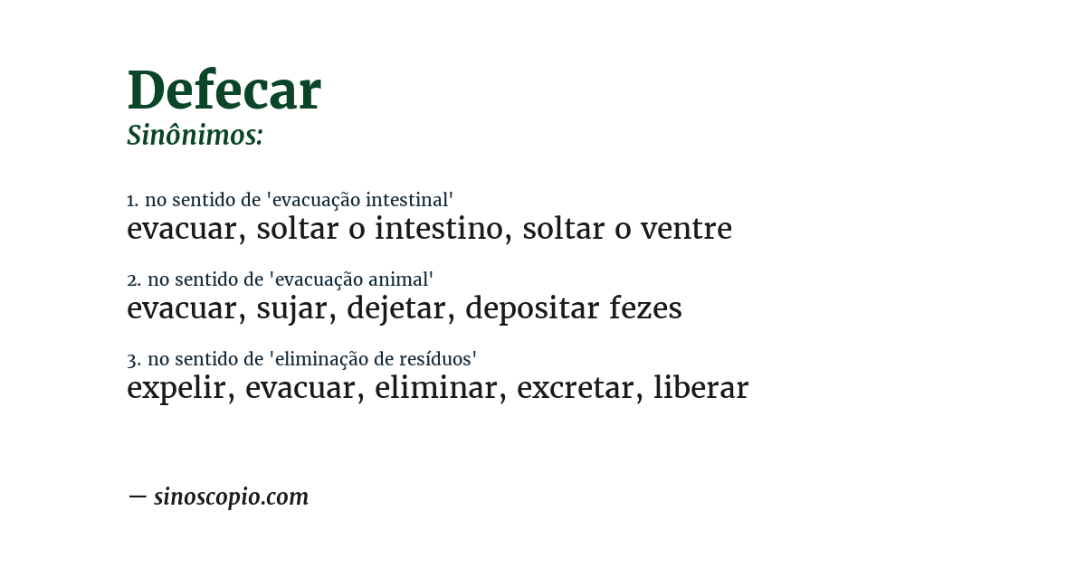 Sinônimo de defecar