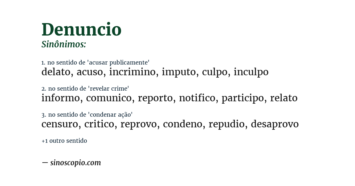 Sinônimo de denuncio
