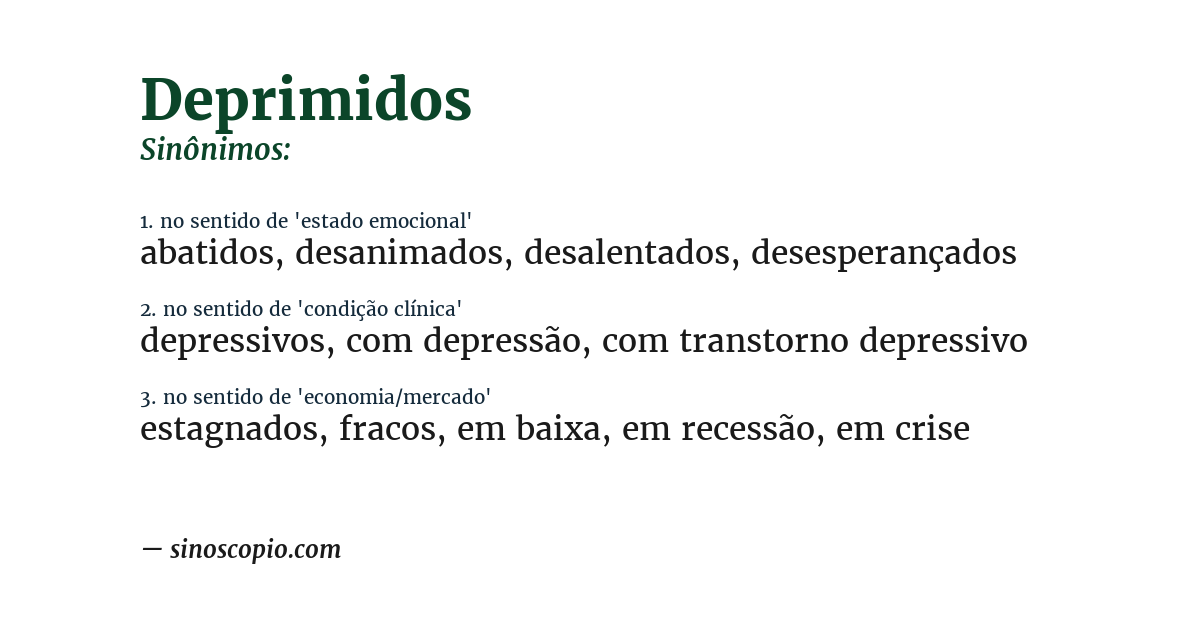 Sinônimo de deprimidos