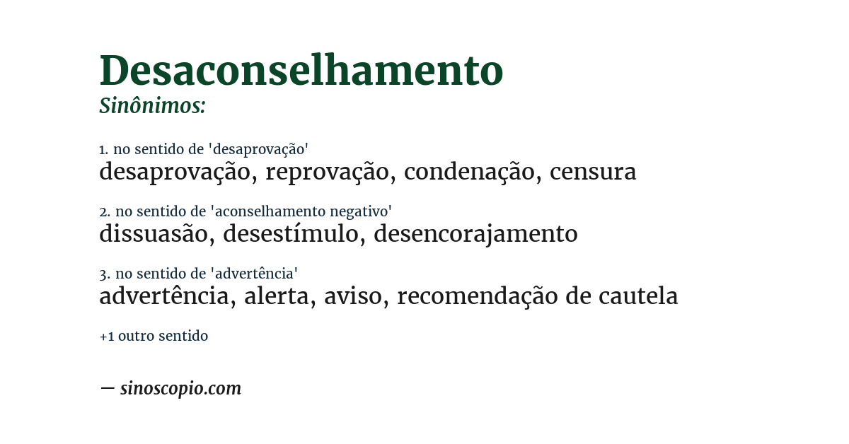 Sinônimo de desaconselhamento