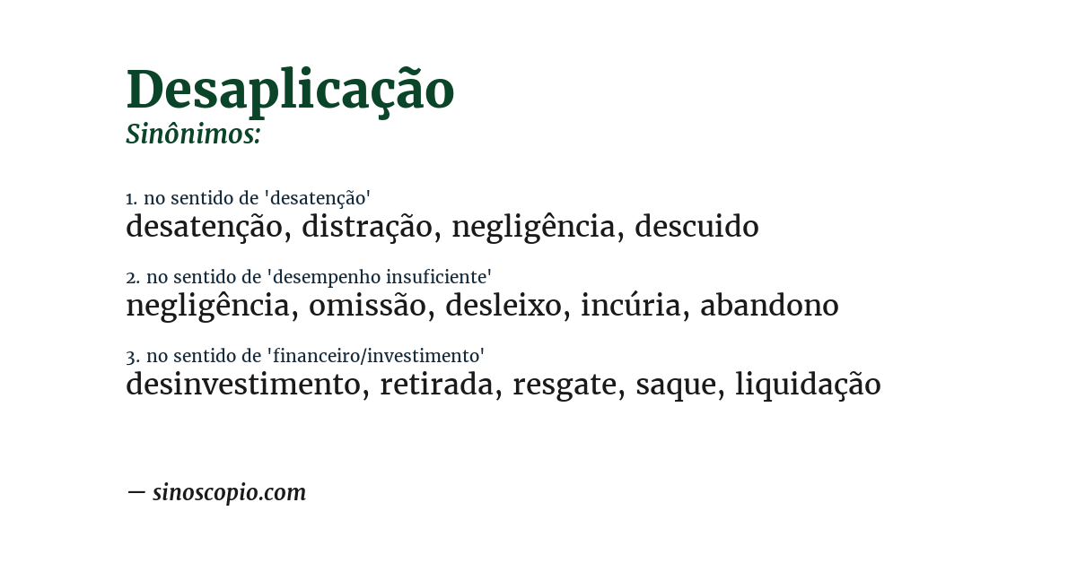 Sinônimo de desaplicação