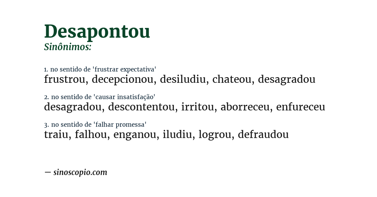 Sinônimo de desapontou