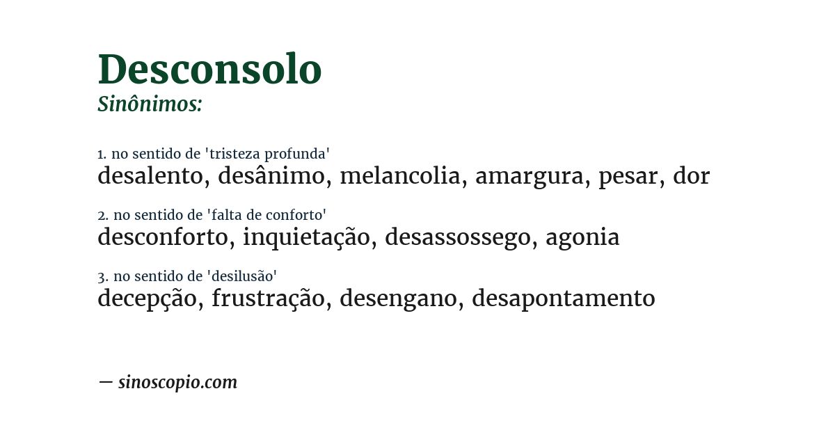 Sinônimo de desconsolo