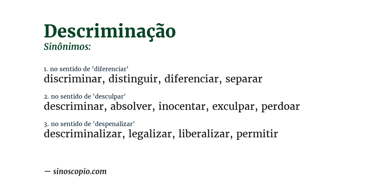 Sinônimo de descriminação