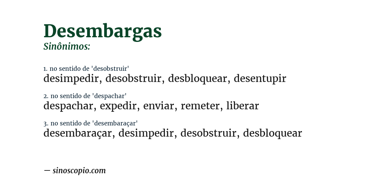 Sinônimo de desembargas