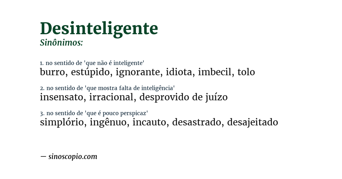 Sinônimo de desinteligente