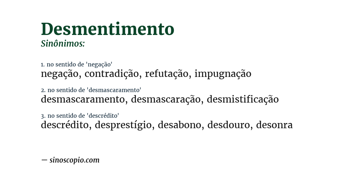 Sinônimo de desmentimento