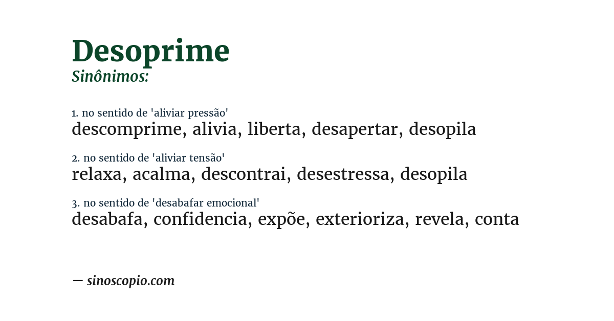 Sinônimo de desoprime