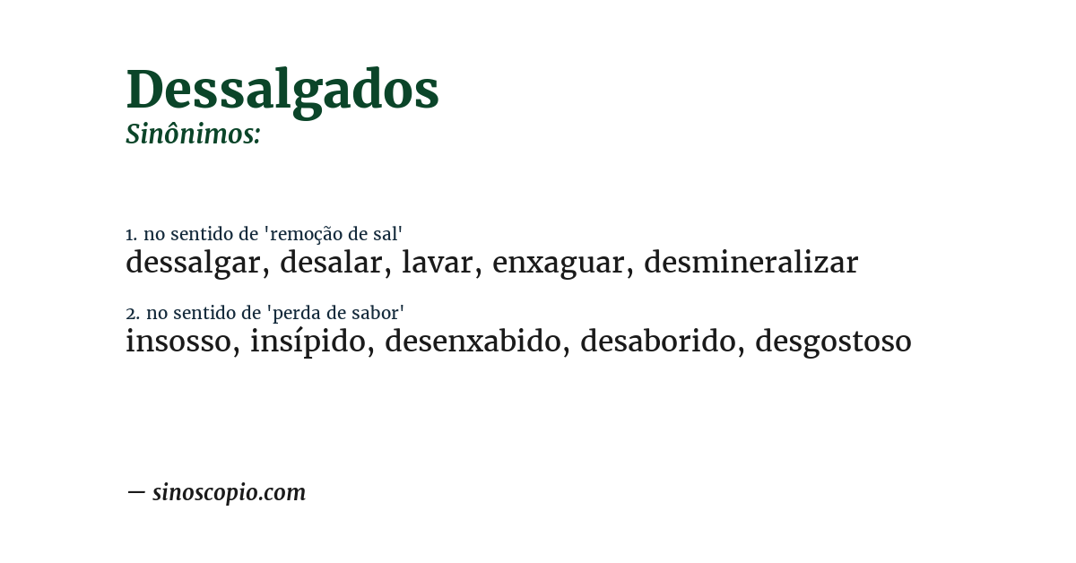 Sinônimo de dessalgados