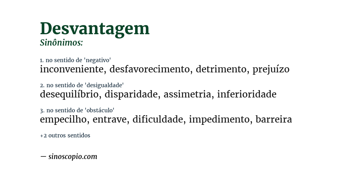Sinônimo de desvantagem