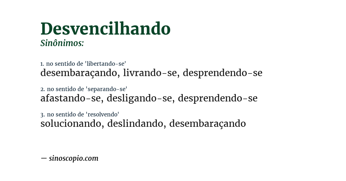 Sinônimo de desvencilhando