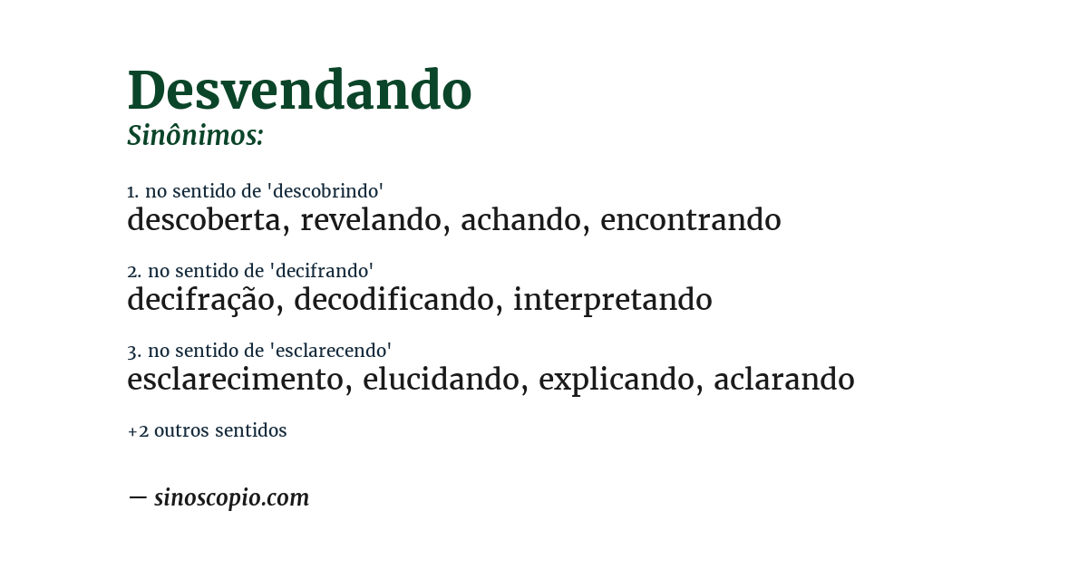 Sinônimo de desvendando