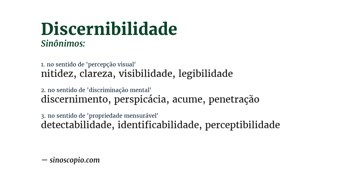 Sinônimo de discernibilidade