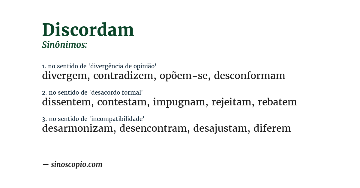 Sinônimo de discordam
