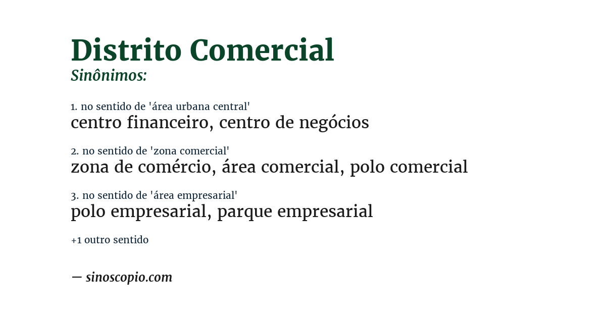 Sinônimo de distrito comercial