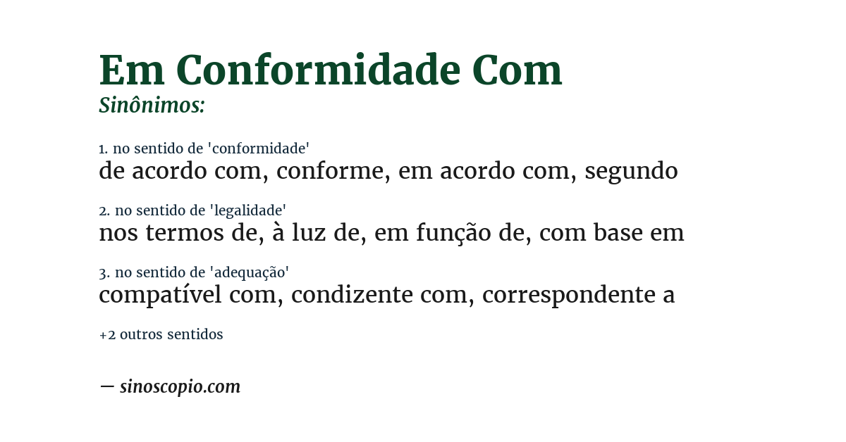 Sinônimo de em conformidade com