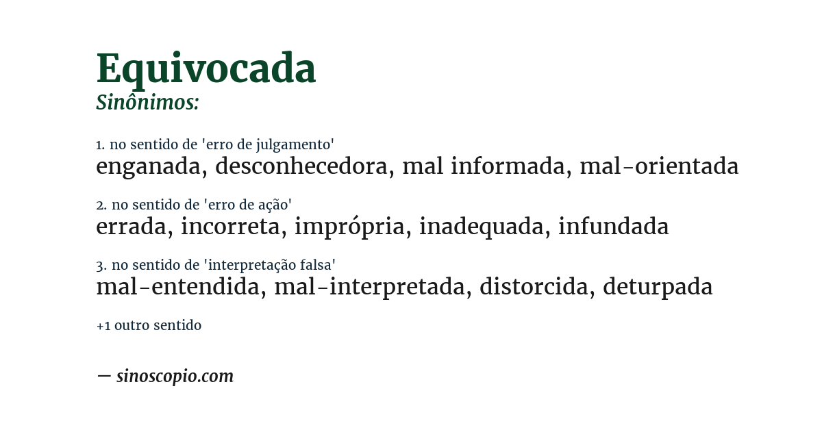 Sinônimo de equivocada