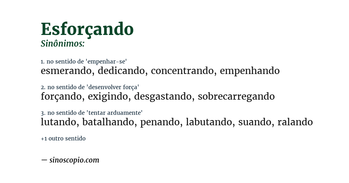 Sinônimo de esforçando