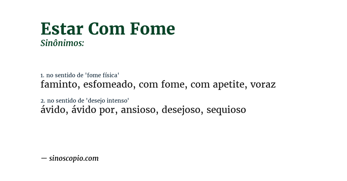 Sinônimo de estar com fome